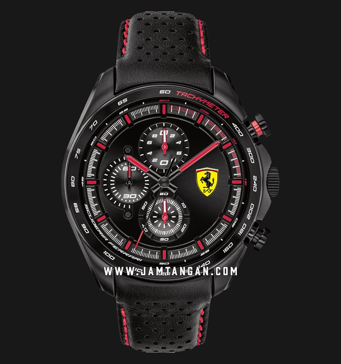 Ferrari Scuderia Speedracer 0830647 Chronograph Men Black Dial Black Leather Strap