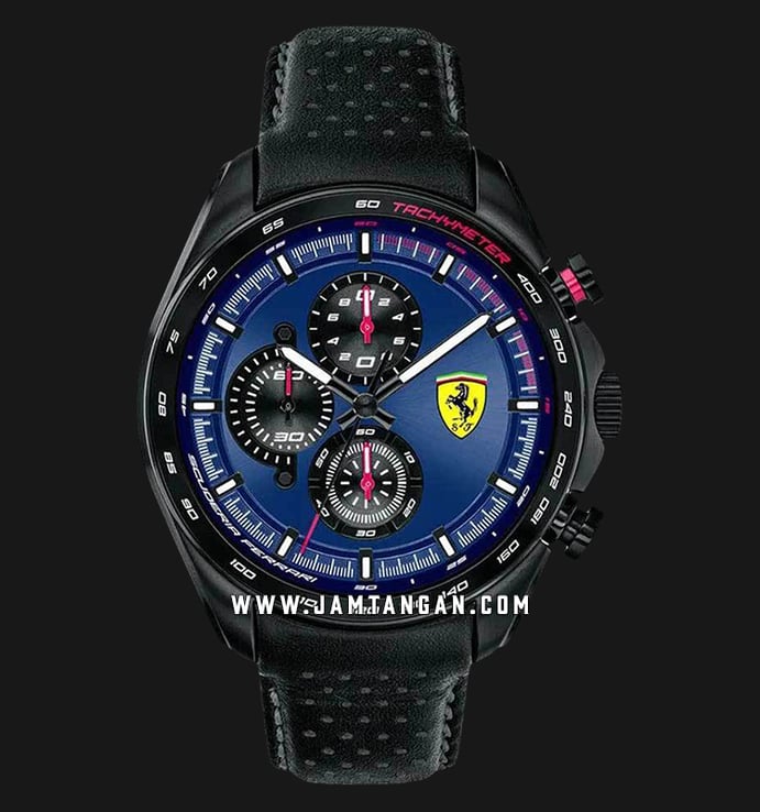 Ferrari Scuderia Speedracer 0830649 Chronograph Men Blue Dial Black Leather Strap
