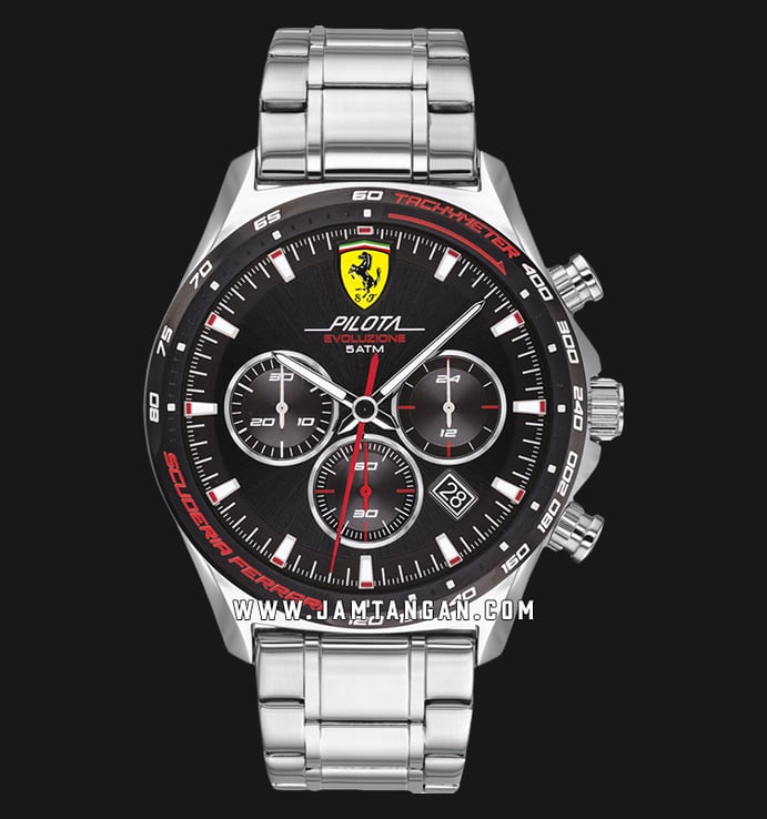 Ferrari Scuderia Pilota Evoluzione 0830714 Chronograph Men Black Dial Stainless Steel