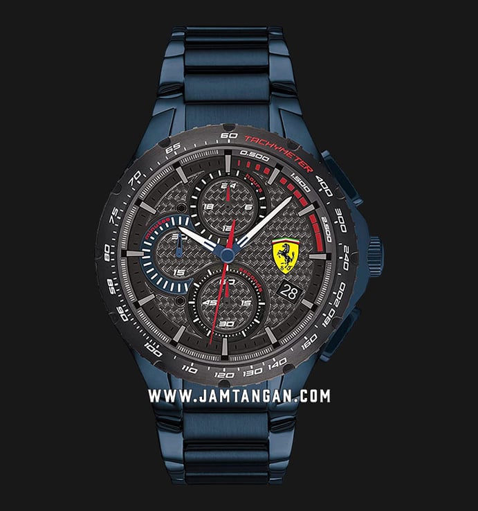 Ferrari Scuderia Pista 0830731 Chronograph Black Dial Blue Stainless Steel Strap
