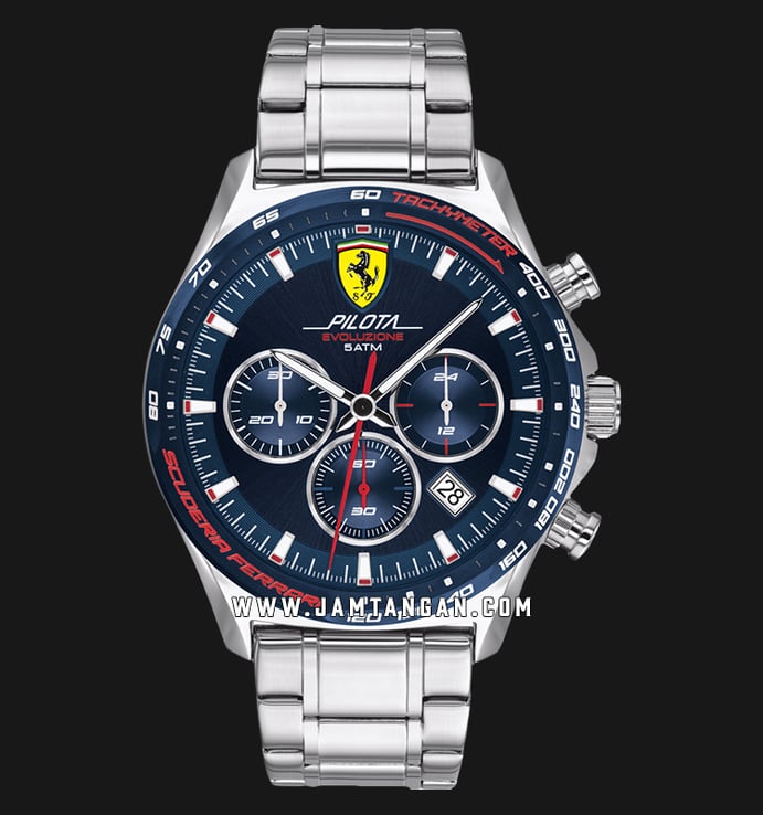 Ferrari Scuderia Pilota Evoluzione 0830749 Chronograph Men Blue Dial Stainless Steel Strap