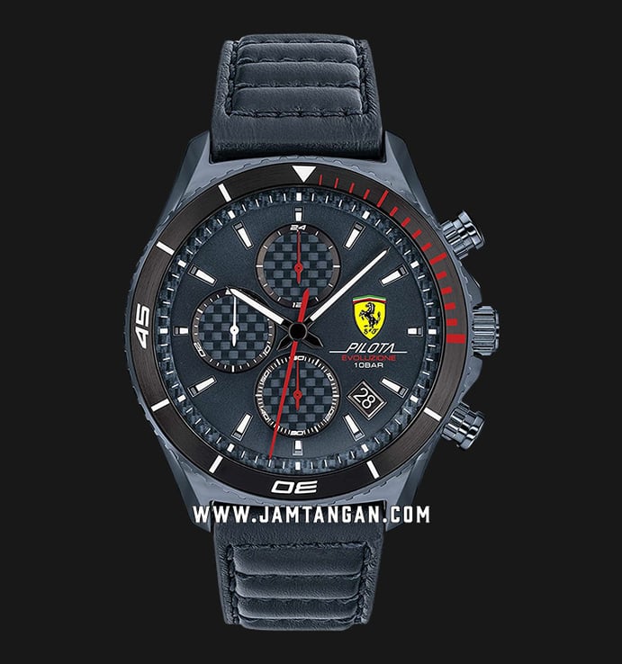 Ferrari Scuderia Pilota Evoluzione 0830774 Chronograph Blue Dial Blue Leather Strap
