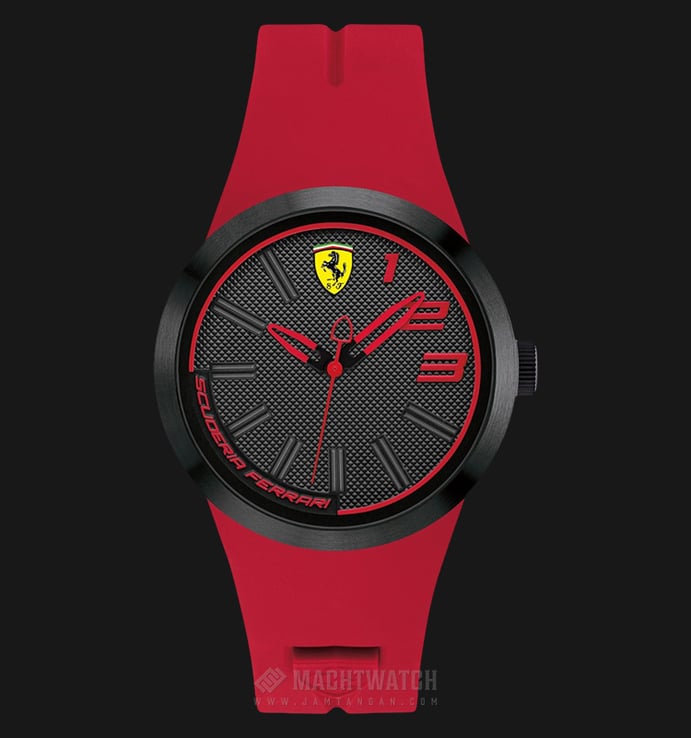 Ferrari 0840017 Scuderia SF Quartz Black Dial Red Rubber Strap
