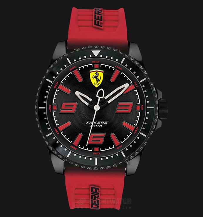 Ferrari 0870025 Xx Kers Men Black Dial Red Rubber Strap