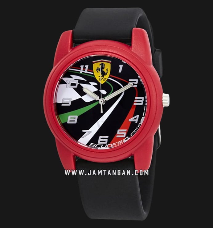 Ferrari Scuderia 0810009 Men Multicolor Dial Black Rubber Strap