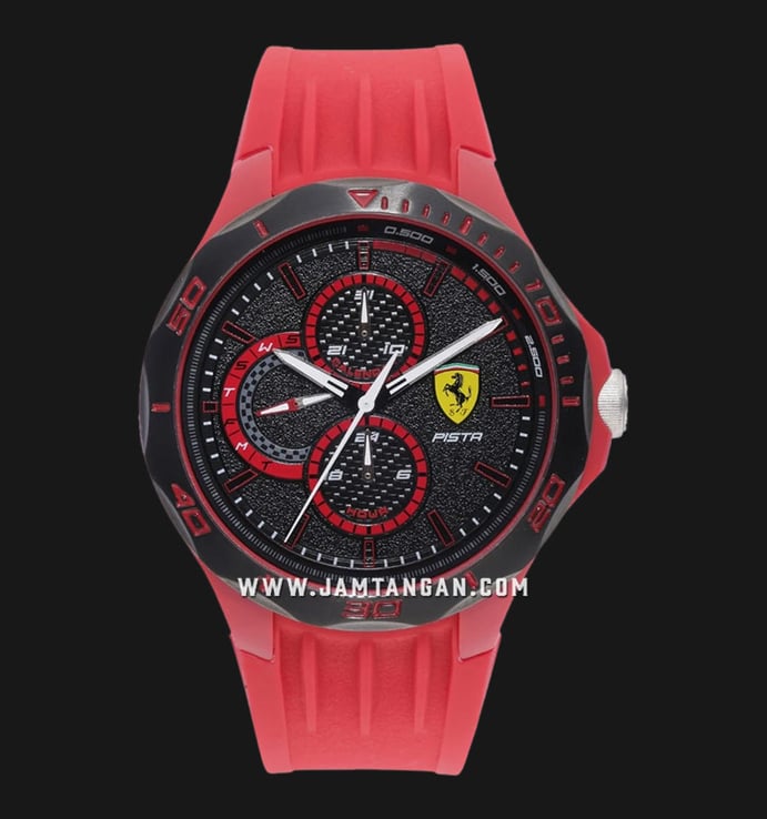 Ferrari Scuderia Pista 0830723 Men Black Dial Red Rubber Strap