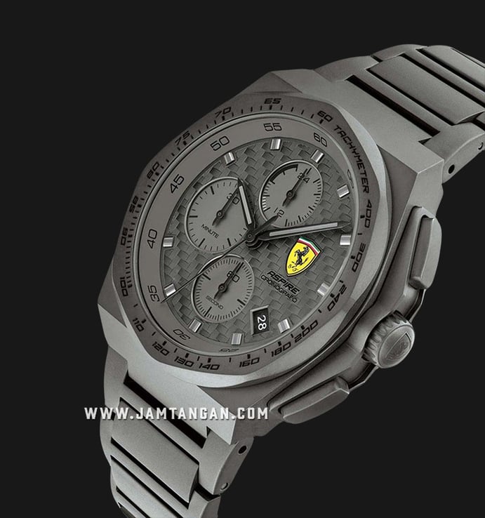 Ferrari Scuderia Aspire 0830795 Chronograph Grey Carbon Textured Dial Grey Stainless Steel Strap