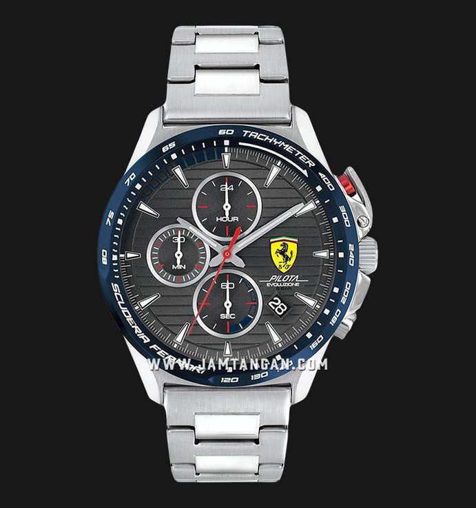 Ferrari Scuderia Pilota Evoluzione 0830850 Chronograph Grey Dial Stainless Steel Strap
