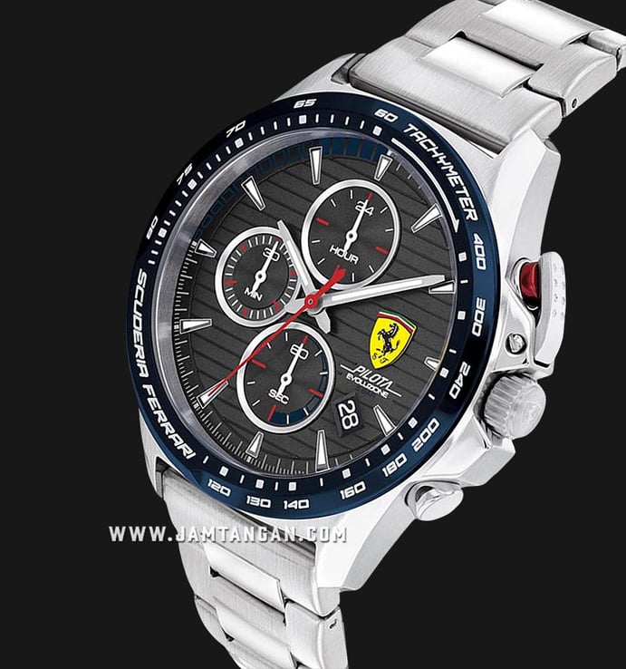 Ferrari Scuderia Pilota Evoluzione 0830850 Chronograph Grey Dial Stainless Steel Strap