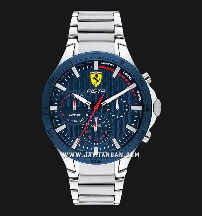 Ferrari Scuderia Pista 0830855 Men Blue Dial Stainless Steel Strap