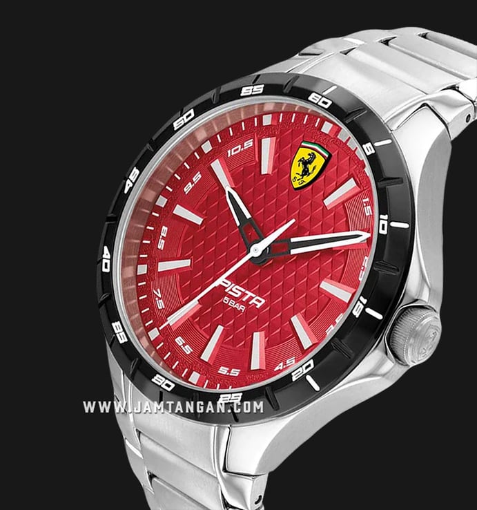 Ferrari Scuderia Pista 0830865 Men Red Dial Stainless Steel Strap