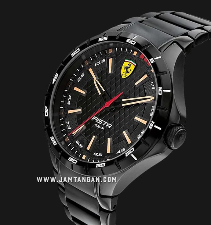 Ferrari Scuderia Pista 0830866 Men Black Dial Black Stainless Steel Strap