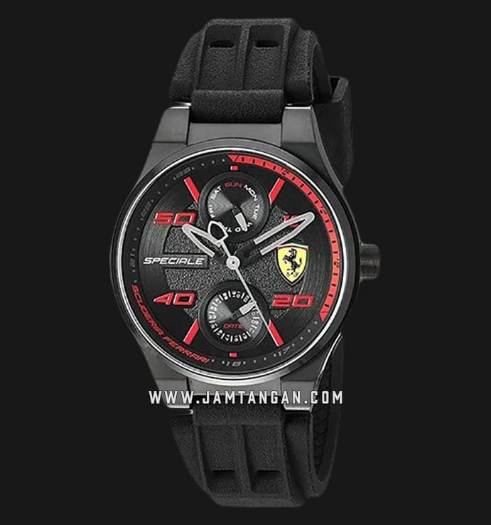 Ferrari Scuderia 0840011 Speciale Men Black Dial Black Rubber Strap