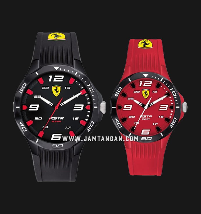 Ferrari Scuderia Pista 0870047 Couple Black and Red Dial Rubber Strap