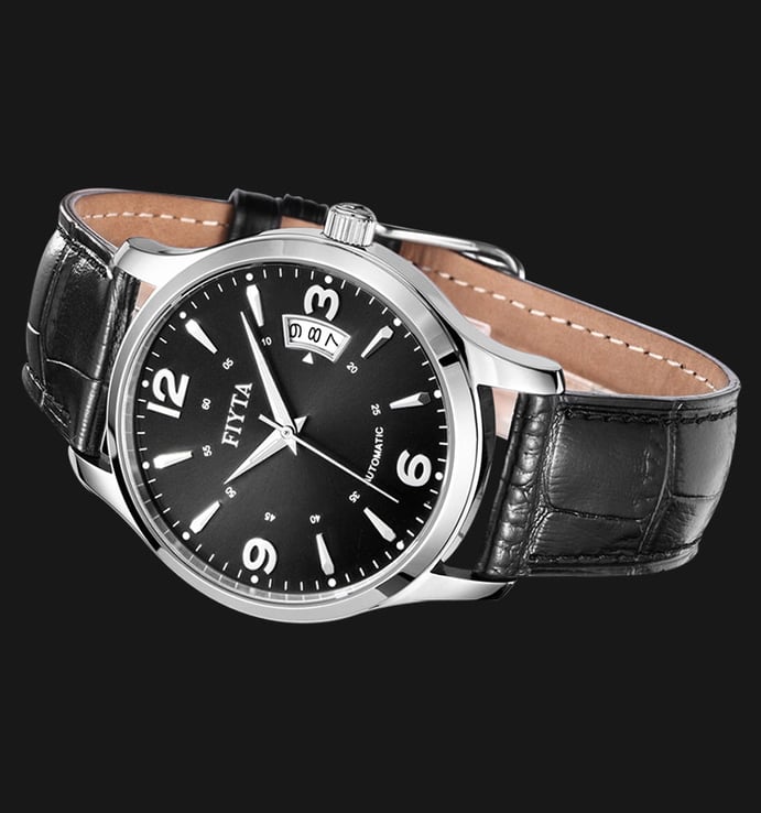 FIYTA Classic DGA0008.WBB Men Automatic Watch Black Leather Strap