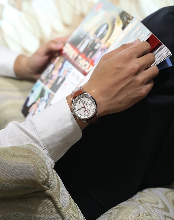 FIYTA Elegance G786.WWR Mens Series Leather Chronograph Quartz Watch