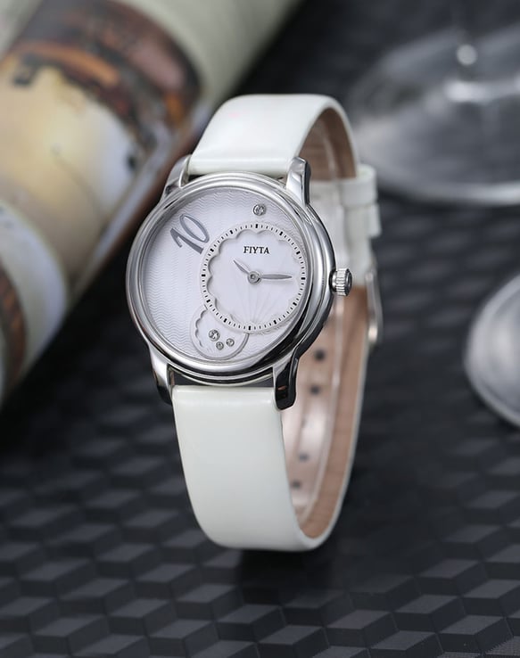 FIYTA Photographer L1560.A Luxury Women IF Collection White Leather Strap