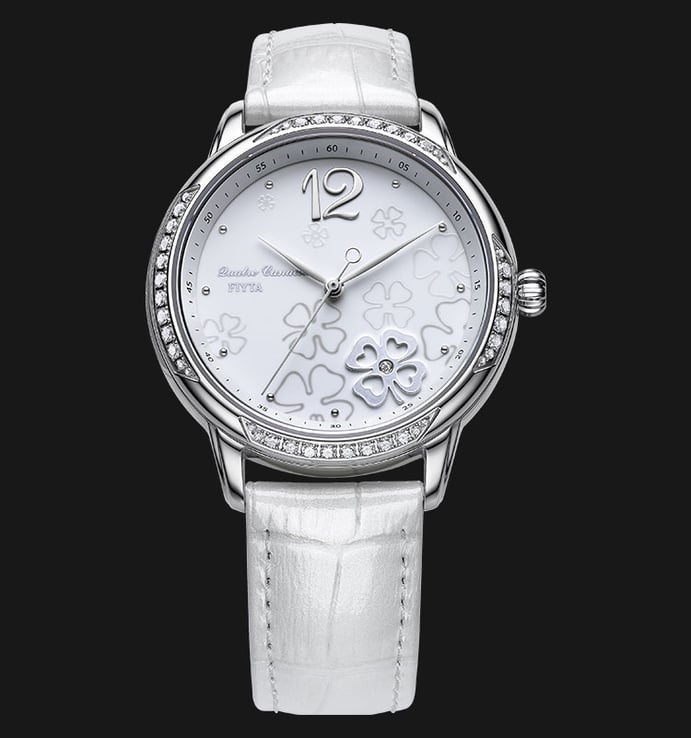 Fiyta Clover L596.WWWD Ladies Quartz White Strap Watch