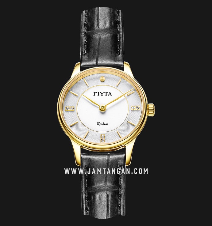 FIYTA Classic L800012.GWB Joyart Ladies White Dial Black Leather Strap