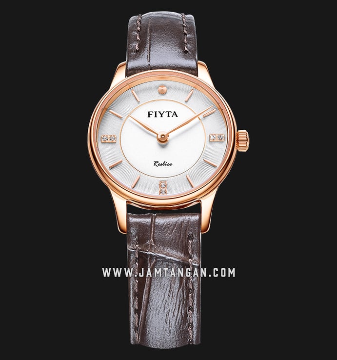 FIYTA Classic L800012.PWK Joyart Ladies White Dial Brown Leather Strap
