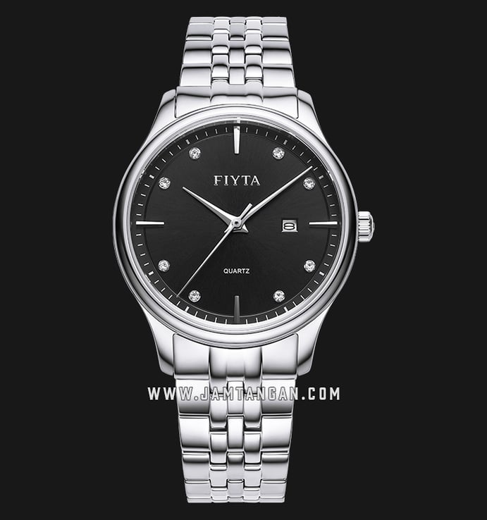FIYTA Classic L802068.WBW Joyart Ladies Black Dial Stainless Steel Strap