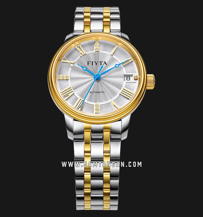 FIYTA Canon LA802055.TWT Automatic Ladies Silver Dial Dual Tone Stainless Steel Strap