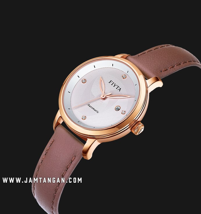 FIYTA Classic LA805000.PSK Young+ Automatic Ladies Beige Dial Brown Leather Strap