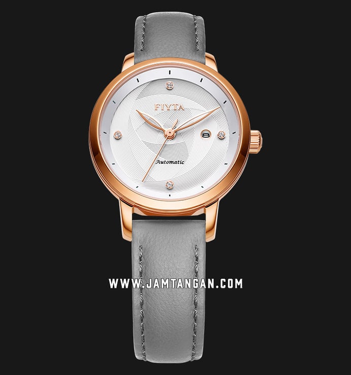 FIYTA Classic LA805000.PWH Young+ Automatic Ladies White Dial Grey Leather Strap