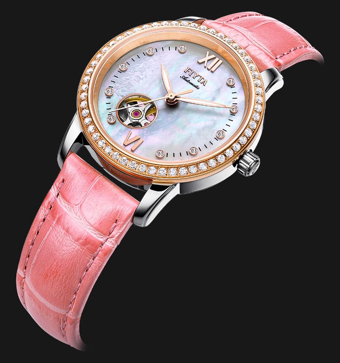 FIYTA Photographer LA8366.MSSD Fashion Woman Mother of Pearl Dial Pink Leather Strap