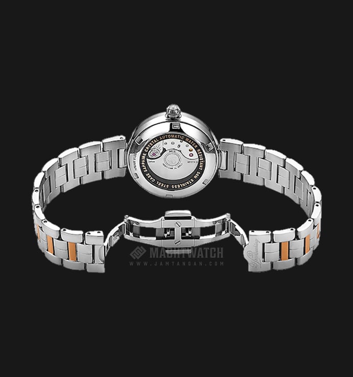 FIYTA Heartouching LA8618.MWMH Ladies White Mother of Pearl Dial Dual Tone Stainless Steel Strap