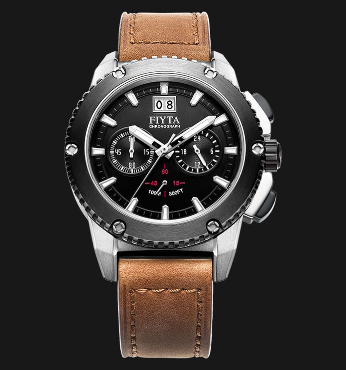 FIYTA Extreme WG1016.WHR Men Chronograph Watch Brown Leather Strap