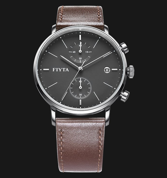 FIYTA Classic WG800002.WHR Men Chronograph Watch Brown Leather Strap