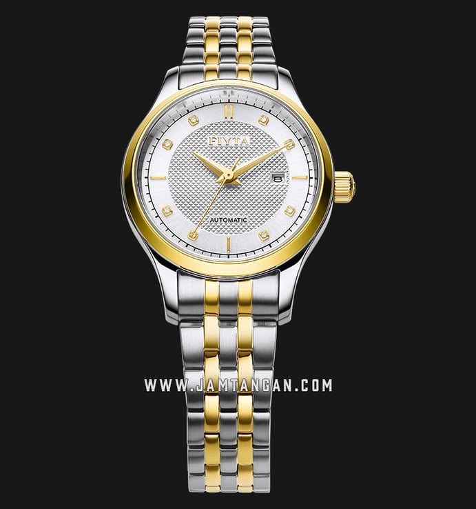 FIYTA Classic WLA800015.TWT Automatic Ladies Silver Dial Dual Tone Stainless Steel Strap