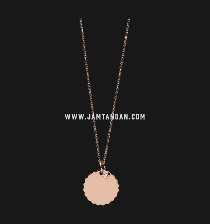 Kalung Fossil JF03154791 Scalloped Disc Rose Gold Tone