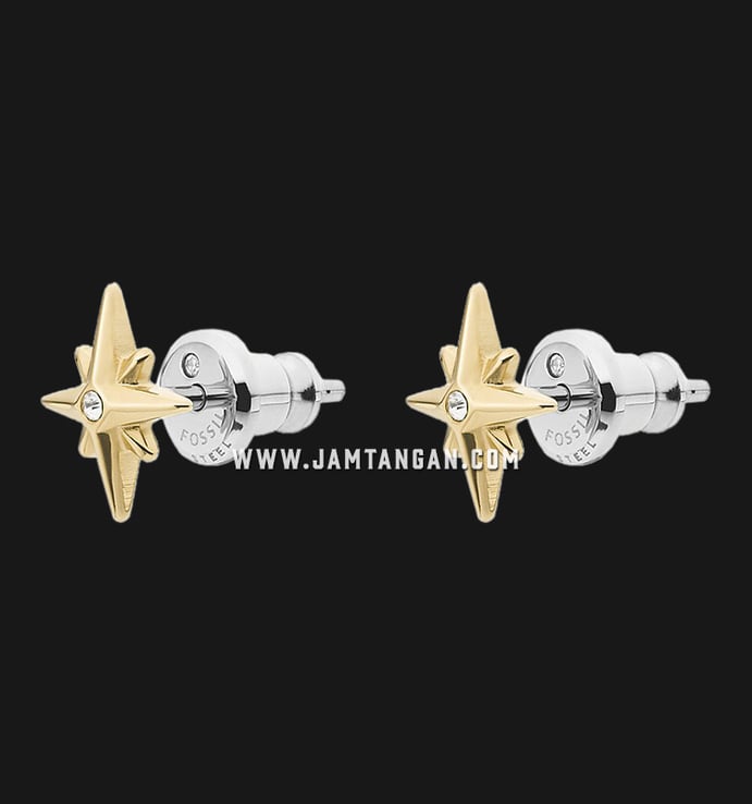 Anting Fossil JF03229710 North Star Gold Tone Stainless Steel