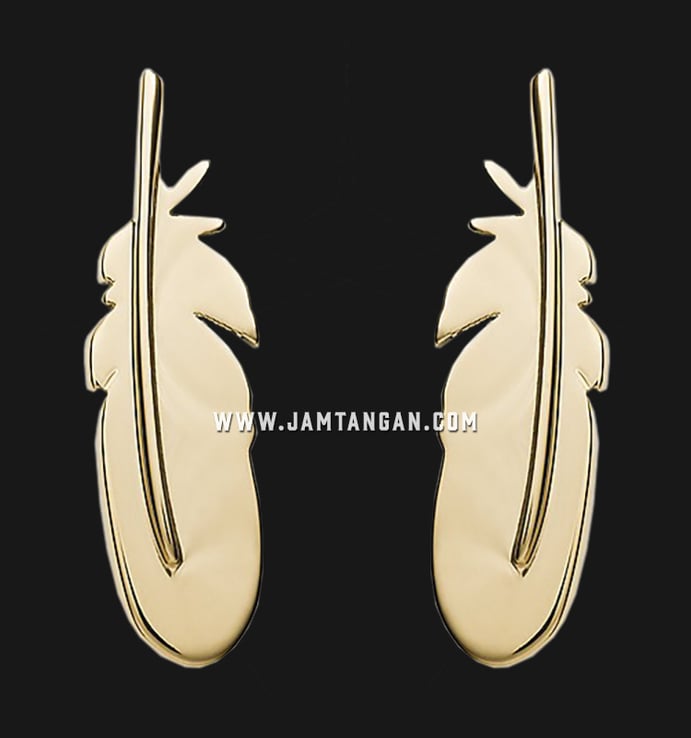 Anting Fossil JF03231710 Feather Gold Tone Stainless Steel