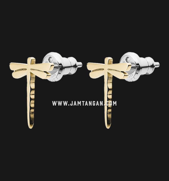 Anting Fossil JF03234710 Dragonfly Gold Tone Stainless Steel