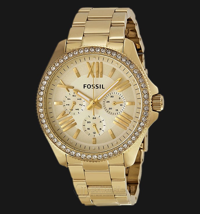 Fossil AM4482 Cecile Multifunction Champagne Dial Gold Tone Stainless Steel