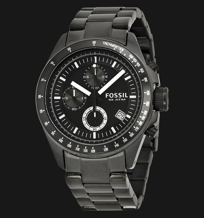 Fossil CH2601 Decker Chronograph Black Dial Black Stainless Steel