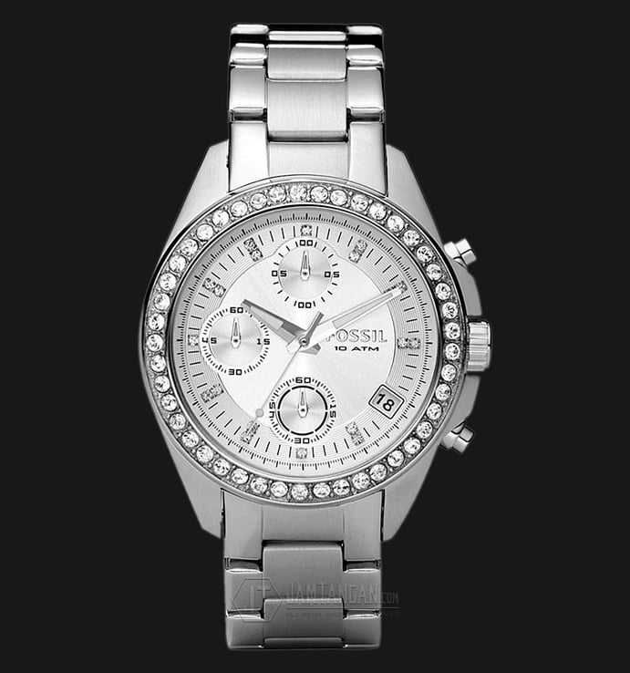 Fossil ES2681 Ladies Decker Chronograph Silver Dial Stainless Steel Strap