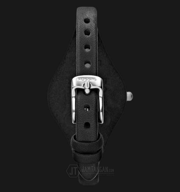 Fossil ES3199 Georgia Silver Dial Black Leather Strap Watch