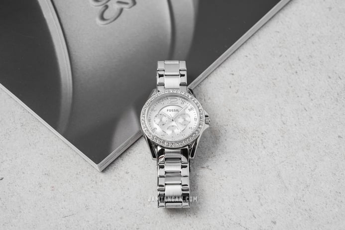Fossil Riley ES3202 Silver Dial Stainless Steel Strap