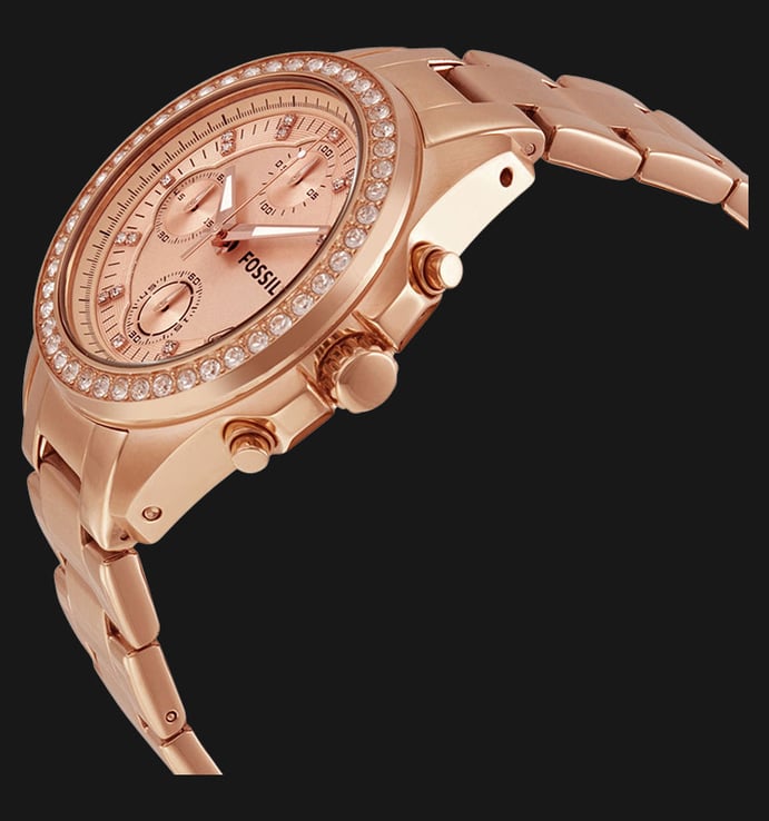 Fossil ES3352 Ladies Decker Chronograph Rose Gold Dial Rose Gold Stainless Steel Strap