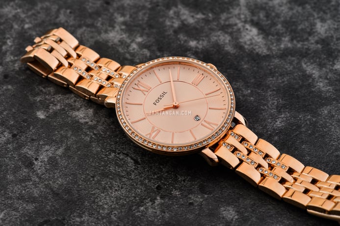 Fossil Jacqueline ES3546 Ladies Rose Gold Dial Rose Gold Stainless Steel Strap