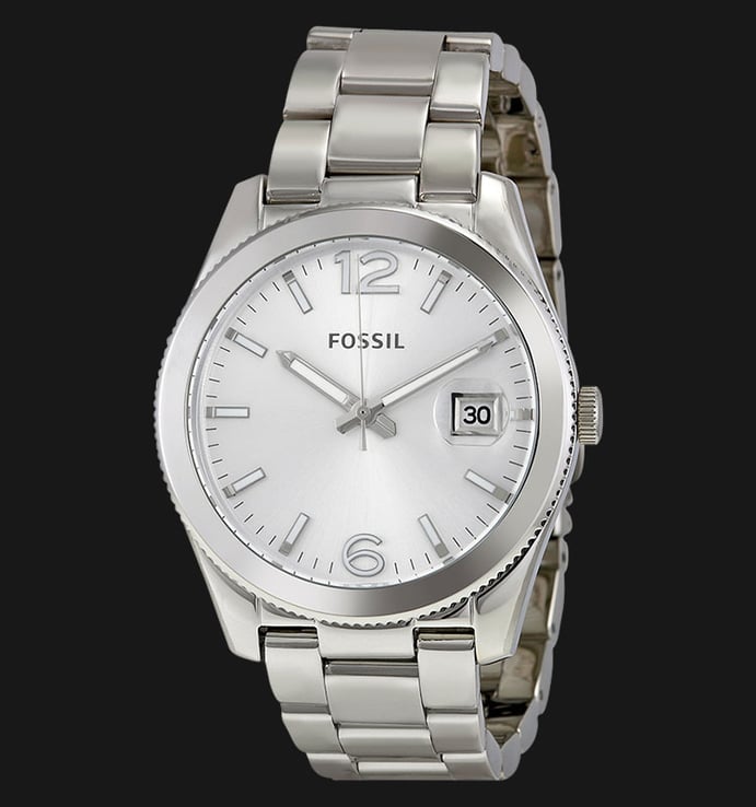 Fossil ES3585 Ladies Perfect Boyfriend Silver Dial Stainless Steel Strap