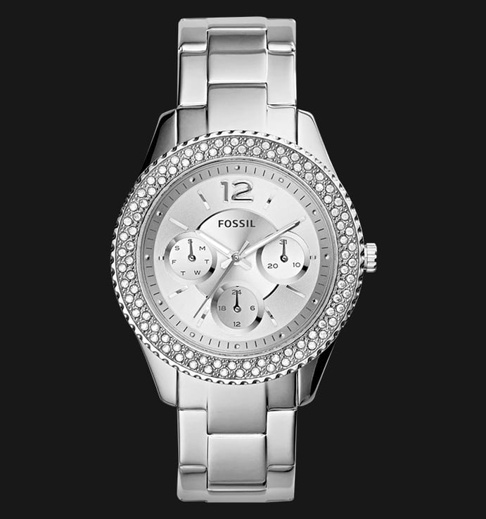 Fossil ES3588 Ladies Stella Multifunction Silver Dial Stainless Steel Strap