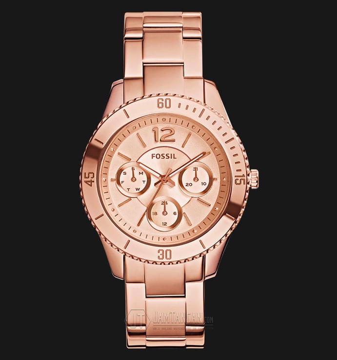 Fossil ES3815 Ladies Stella Multifunction Rose Gold Dial Rose Gold Stainless Steel Strap