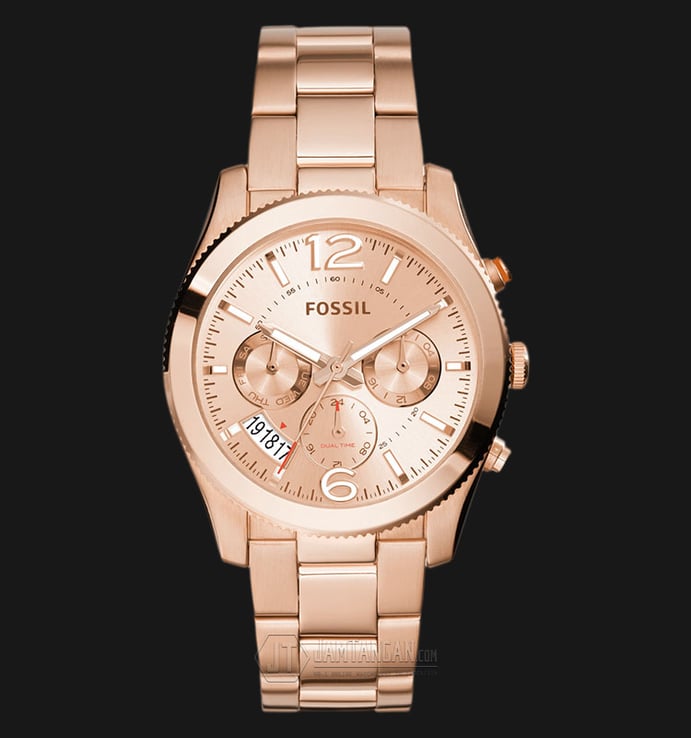 Fossil ES3885 Ladies Perfect Boyfriend Multfunction Rose Gold Dial Rose Gold Stainless Steel Strap