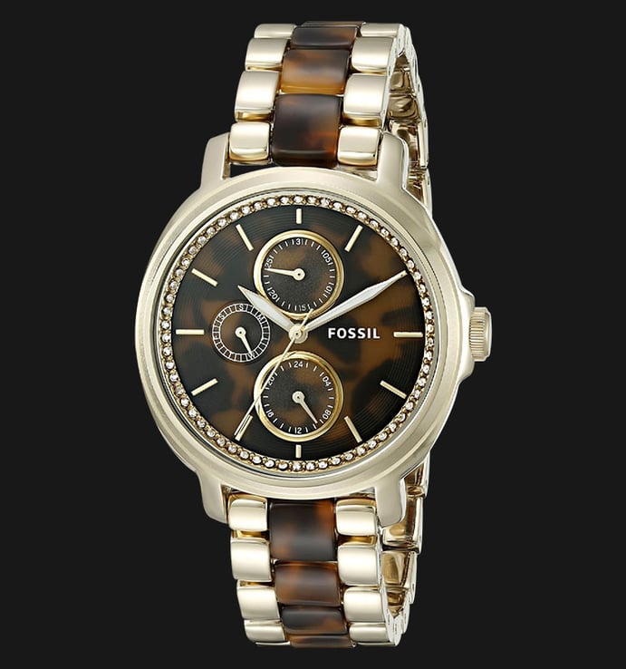 Fossil ES3923 Ladies Chelsey Multifunction Brown Dial Tortoise and Acetate Stainless Steel Strap