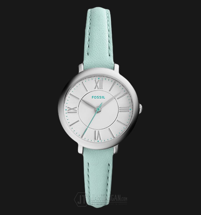 Fossil Mini Jacqueline ES3936 Ladies Silver Dial Green Leather Strap